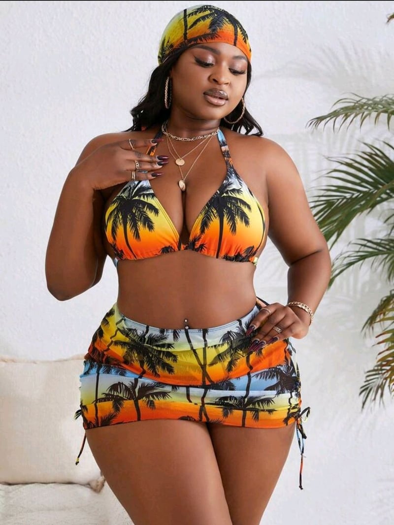 Slayr Curve Plus Size Floral Halter Bikini