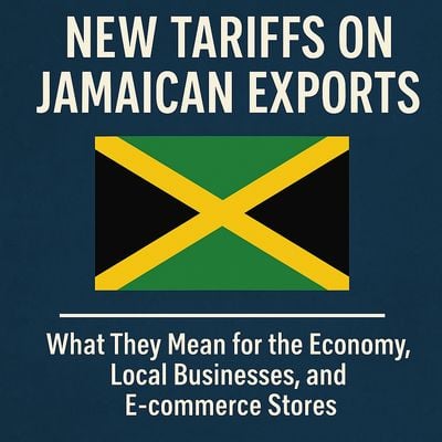 Infographic explaining new tariffs on Jamaican exports and their impact on local businesses and the economy.