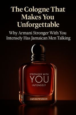 High-resolution image of Armani Stronger With You Intensely Eau de Parfum bottle, professionally lit on a clean black background for luxury fragrance branding. Sold By Shop Sales Ja Jamaica's Trusted Online Shopping Store. Ecommerce Store in Jamaica selling long lasting colognes.