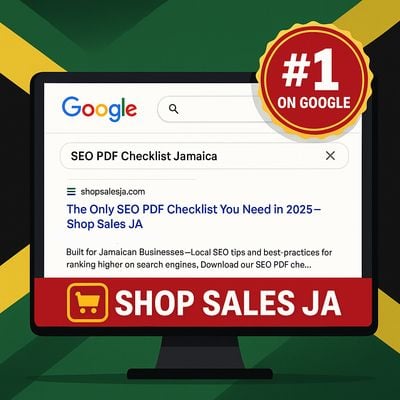 Shop Sales Ja appears as the #1 result for “SEO PDF Checklist Jamaica” on Google Search. Rank number 1 on Google seo pdf.